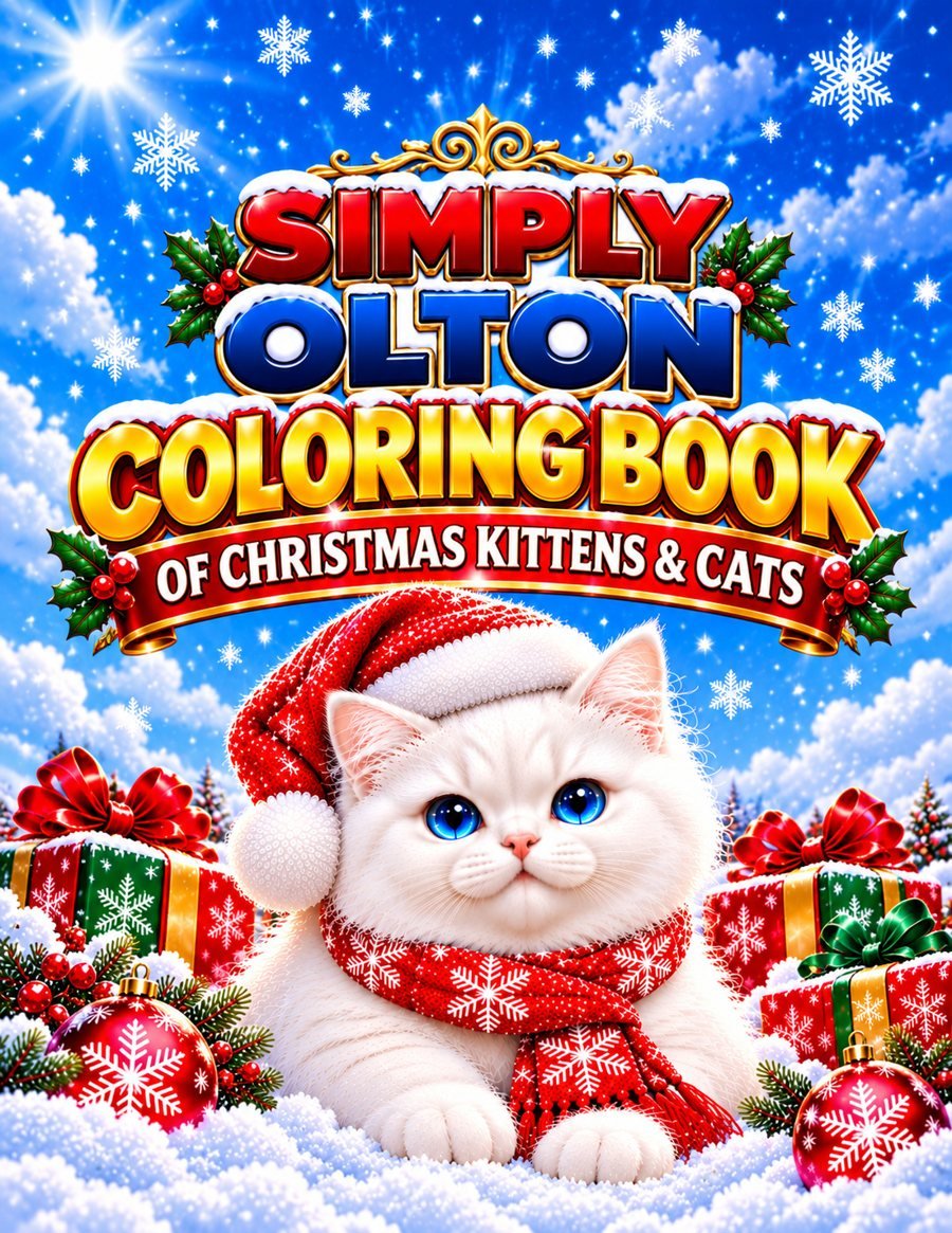 Simply Olton Coloring Book of Christmas Kittens and Cats cover